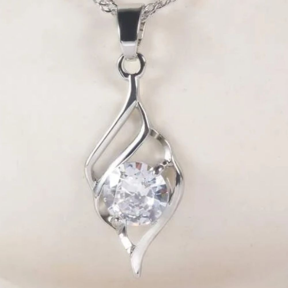 Faux Diamond Clear Rhinestone Pendant Necklace